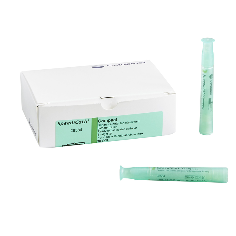 Coloplast SpeediCath® Compact Female Catheter – 2.75″ Hydrophilic Compact Design, 10 Fr/12 Fr/14 Fr – Models #28580, 28582, 28584 - RMS PRODUCTS