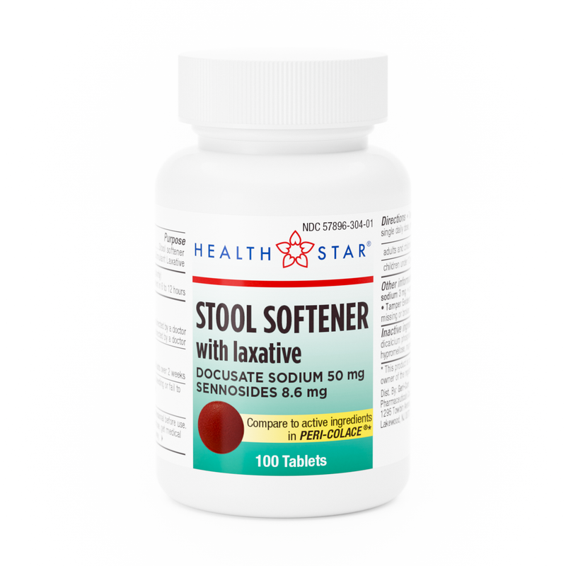 GeriCare Stool Softener with Laxative – 100 Tablets | Gentle Dual‑Action Relief (Docusate 50 mg + Sennosides 8.6 mg) - RMS PRODUCTS