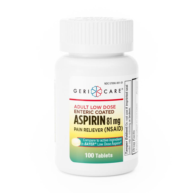 GeriCare Aspirin 81 mg Enteric‑Coated Tablets – 100 Count | Gentle Low-Dose Heart & Pain Relief - RMS PRODUCTS