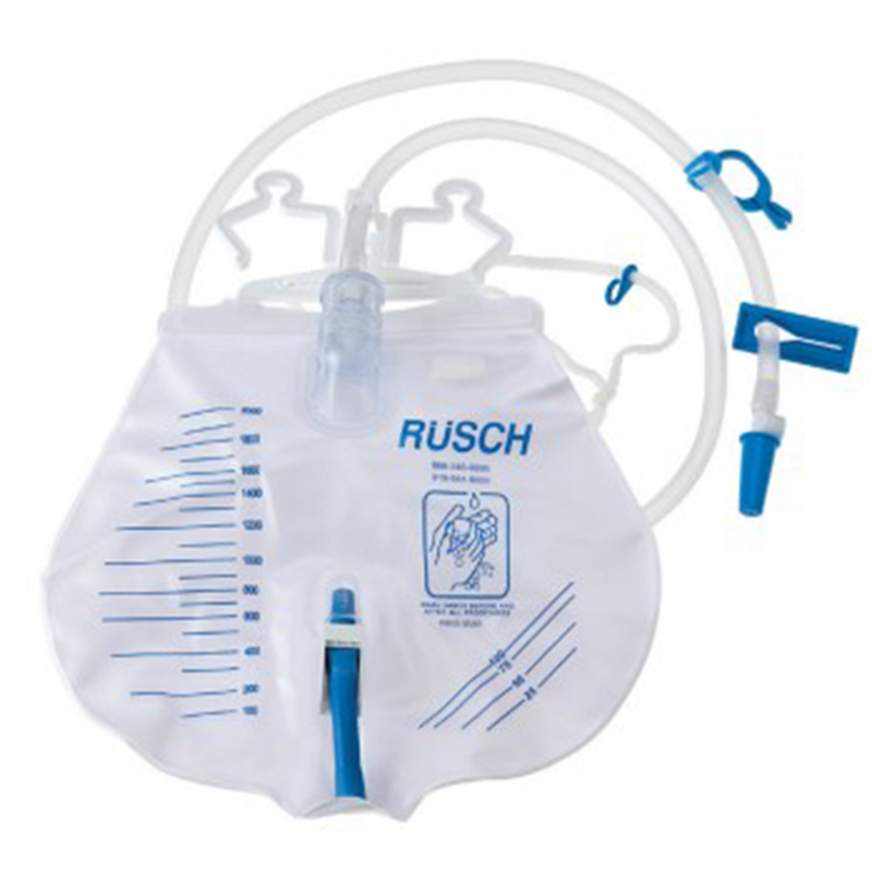 Teleflex Rüsch® Premium Bedside Drainage Bag – 2000 mL Anti‑Reflux Sterile Bag with Hook Hanger – Model #390000 - RMS PRODUCTS