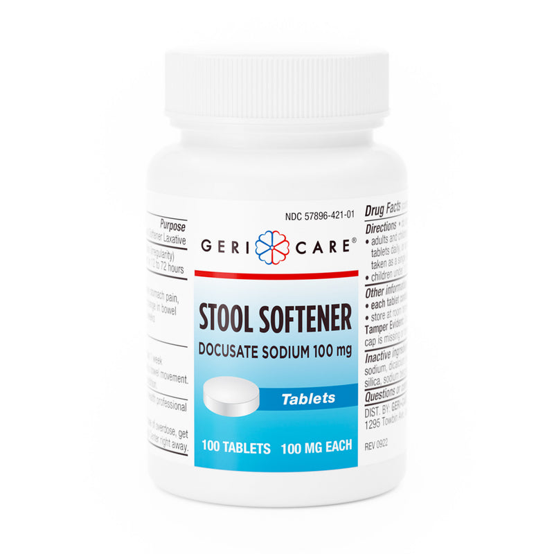 GeriCare Stool Softener – Docusate Sodium 100 mg | Gentle Relief from Occasional Constipation – 100 Tablets - RMS PRODUCTS