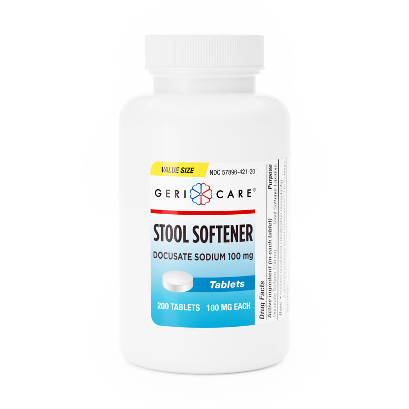 GeriCare Stool Softener – Docusate Sodium 100 mg | Gentle Constipation Relief – 200 Tablets - RMS PRODUCTS