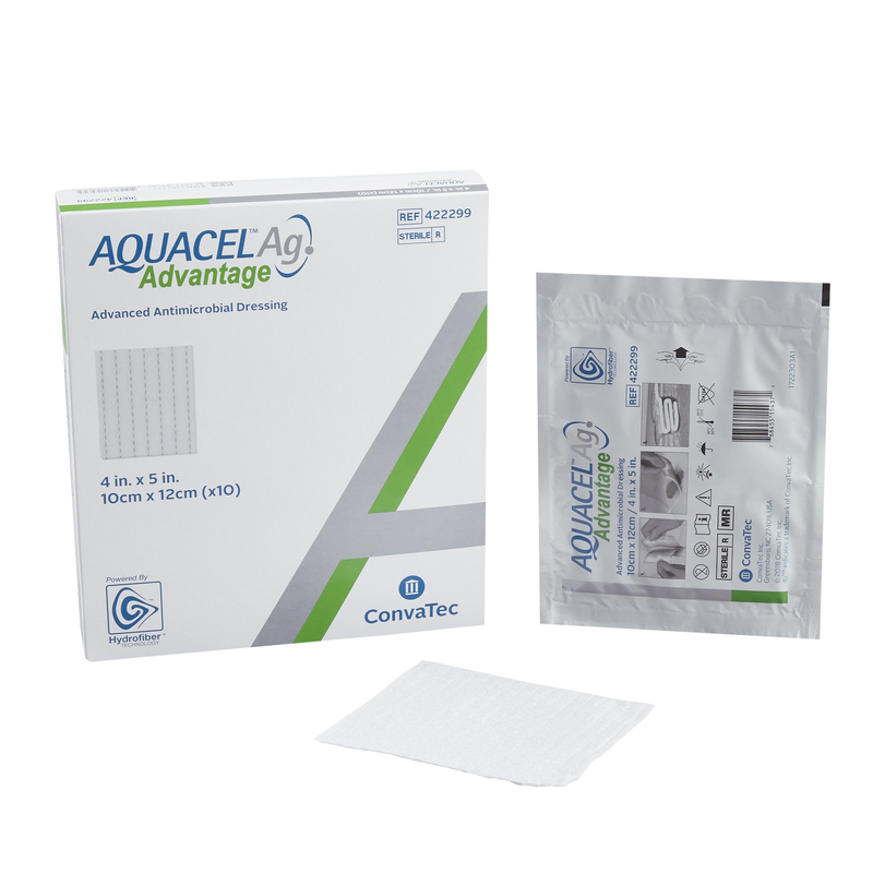 ConvaTec AQUACEL® Ag Advantage Antimicrobial Dressing 4″ × 5″ – Model #422299 (HCPCS A6197) - RMS PRODUCTS