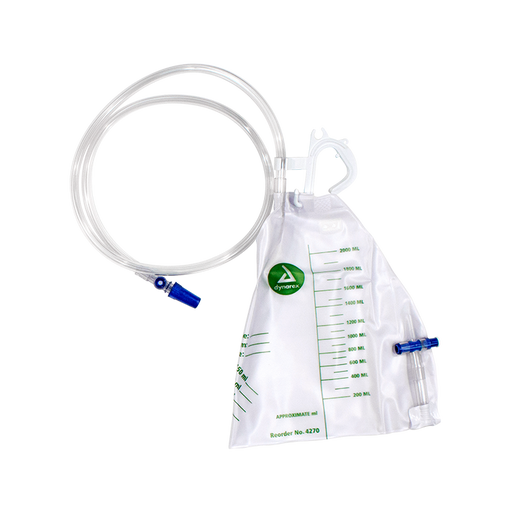 Dynarex Urinary Drainage Bag | 2000ml Capacity | Anti-Reflux Valve | Latex-Free | Box of 20 - RMS PRODUCTS