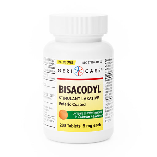 GeriCare Bisacodyl 5 mg – Stimulant Laxative (200 Tablets) | Fast Relief from Occasional Constipation - RMS PRODUCTS