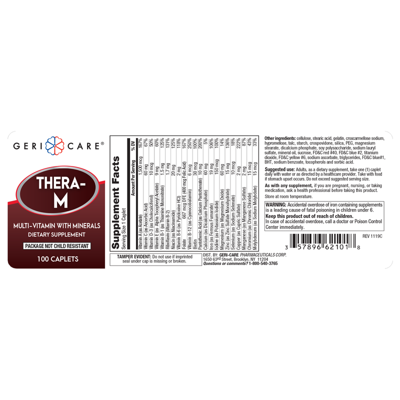 GeriCare GCP Multivitamin Tablets – 100 ct | Daily Vitamins for Adults & Seniors - RMS PRODUCTS