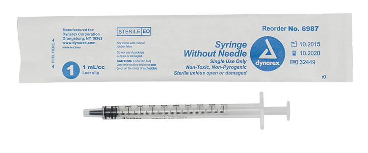 Dynarex Syringes without Needles - Non Toxic - Luer Slip, 1cc - RMS PRODUCTS
