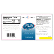 GeriCare Oyster Shell Calcium 500 mg + Vitamin D – 1000 Tablets | Bone Health Support Supplement - RMS PRODUCTS
