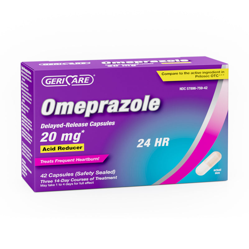 GeriCare Omeprazole 20 mg Delayed‑Release Capsules – 42 Count | Acid Reducer for Frequent Heartburn - RMS PRODUCTS