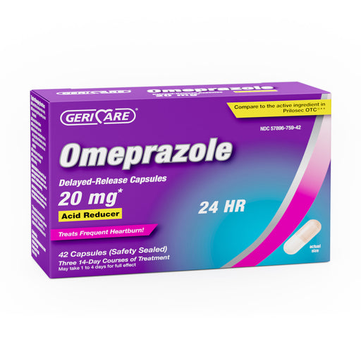 GeriCare Omeprazole 20 mg Delayed‑Release Capsules – 42 Count | Acid Reducer for Frequent Heartburn - RMS PRODUCTS