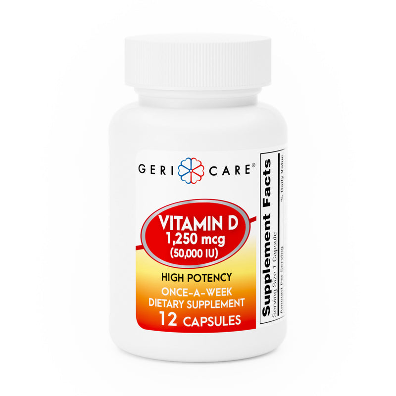 GeriCare Vitamin D 1,250mcg (50,000 IU) High‑Potency Capsules – 12 Count | Once‑Weekly Supplement - RMS PRODUCTS
