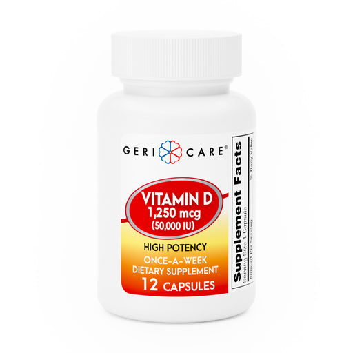 GeriCare Vitamin D 1,250mcg (50,000 IU) High‑Potency Capsules – 12 Count | Once‑Weekly Supplement - RMS PRODUCTS