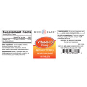 GeriCare Vitamin D 25 mcg (1,000 IU) Tablets – 100 Count | Bone, Muscle & Immune Support - RMS PRODUCTS