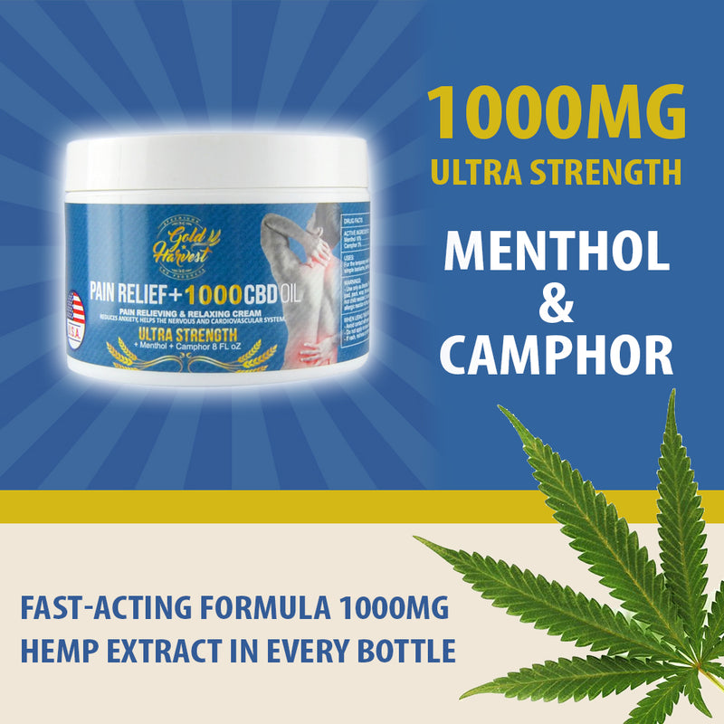 Gold Harvest CBD Pain Relief Cream 1000mg , 8 oz - RMS PRODUCTS