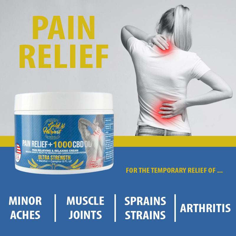 Gold Harvest CBD Pain Relief Cream 1000mg , 8 oz - RMS PRODUCTS
