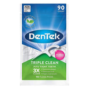 DenTek Triple Clean Advanced Clean Floss Picks, No Break & No Shred Floss, 90 Count - RMS PRODUCTS
