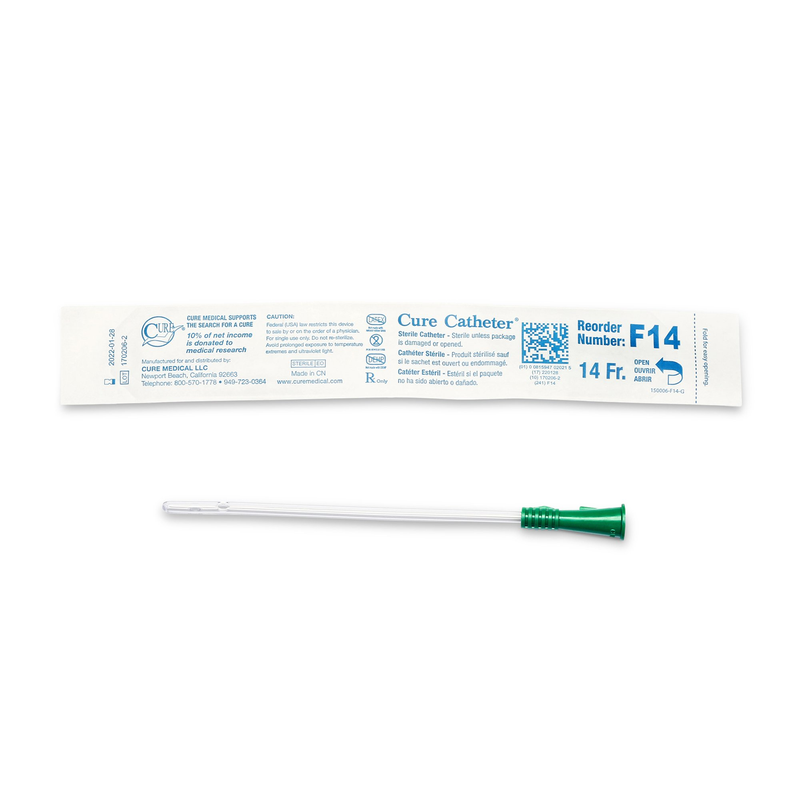 Convatec Cure Catheter® Female Straight Intermittent Catheter – 14 Fr × 6″ (Model F14) - RMS PRODUCTS