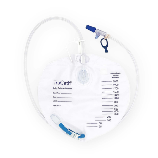 TruCath® 2 L Sterile Night Drainage Bag – Double Hanger & Anti‑Reflux Valve (HRNB2000) - RMS PRODUCTS