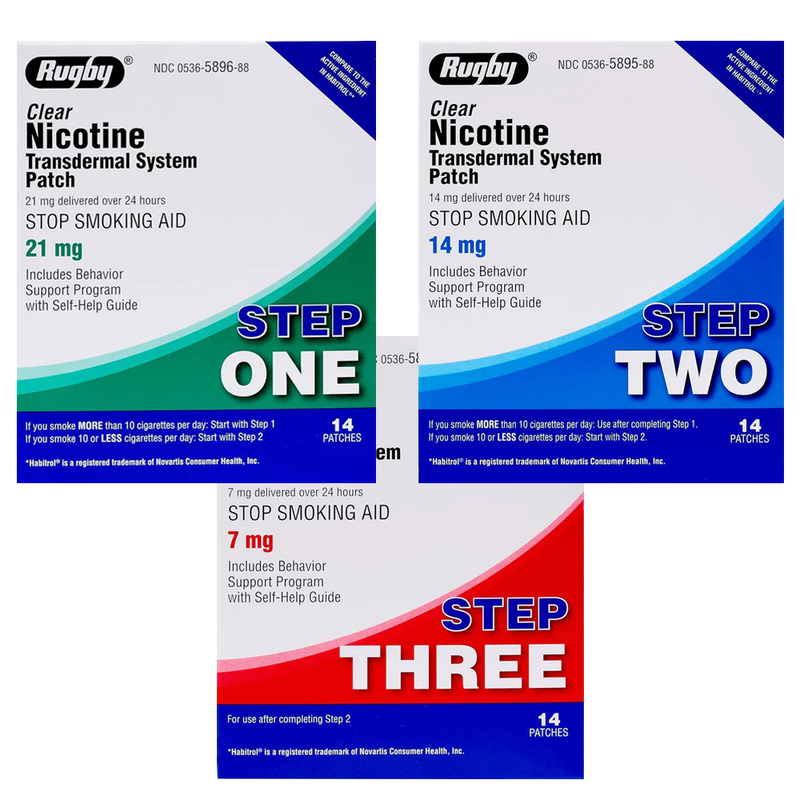 Rugby Clear Nicotine Transdermal System Patches Bundle – Step 1, Step 2, Step 3 - RMS PRODUCTS