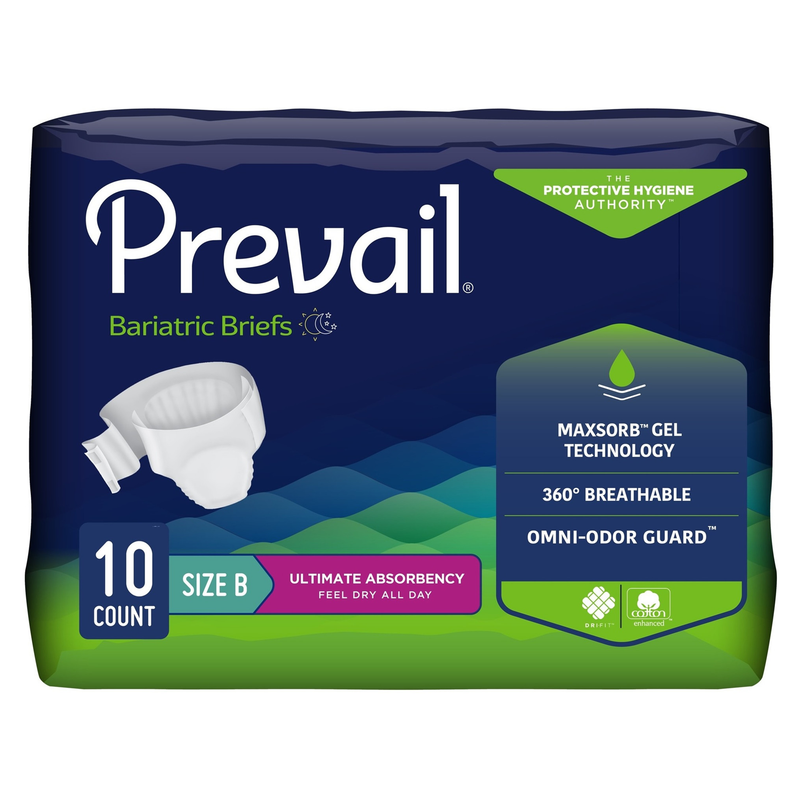 Prevail Adult Incontinence Bariatric Briefs with Tabs for Men & Women, Ultimate Absorbency - RMS PRODUCTS