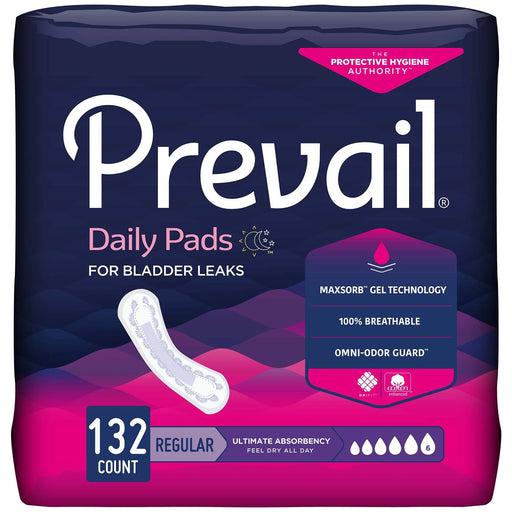 PrevailÂ® Daily Pads Ultimate Bladder Control Pad, 16-Inch Length (Case of 132) - RMS PRODUCTS