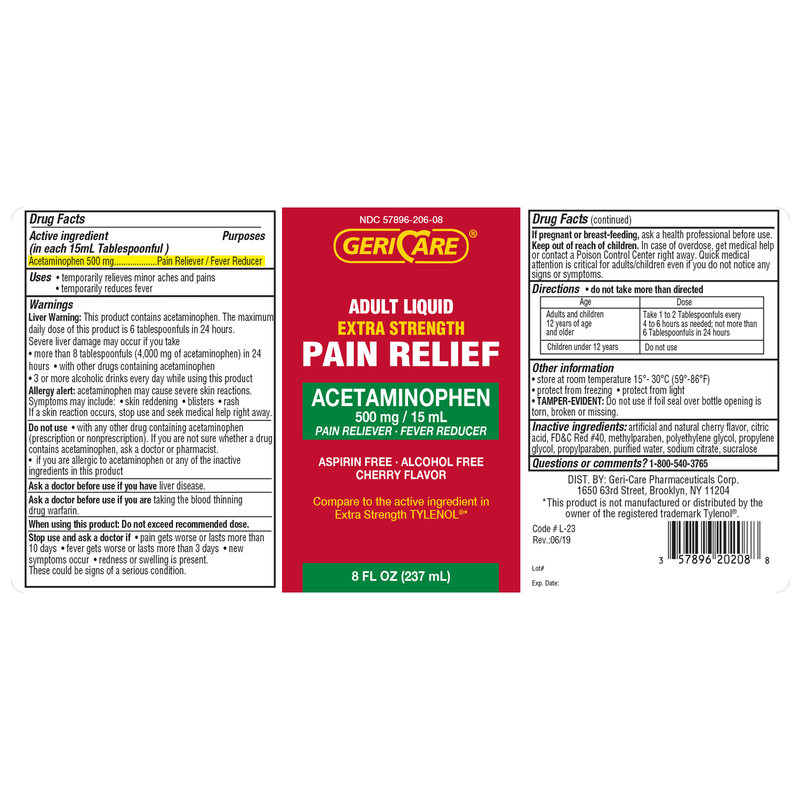 GeriCare APAP Extra Strength Liquid – 500 mg per 15 mL | Pain Reliever & Fever Reducer | 8 fl oz - RMS PRODUCTS