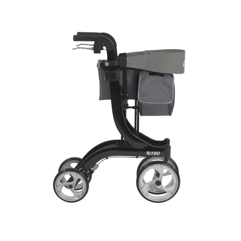 Drive Medical Nitro Euro-Style Rollator Walker | 10" Wheels | Padded Seat | Foldable | Red & Black