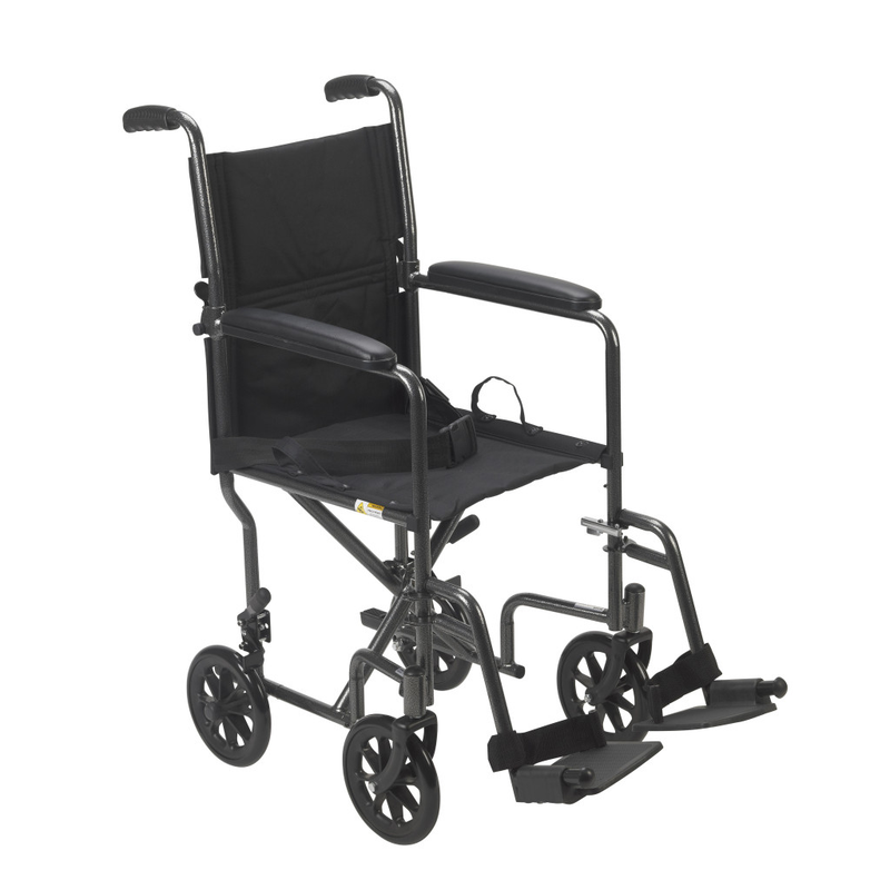 Drive Medical Steel Transport Chair (TR39E-SV) – Lightweight Folding Transport Wheelchair with Swing-Away Footrests - RMS PRODUCTS