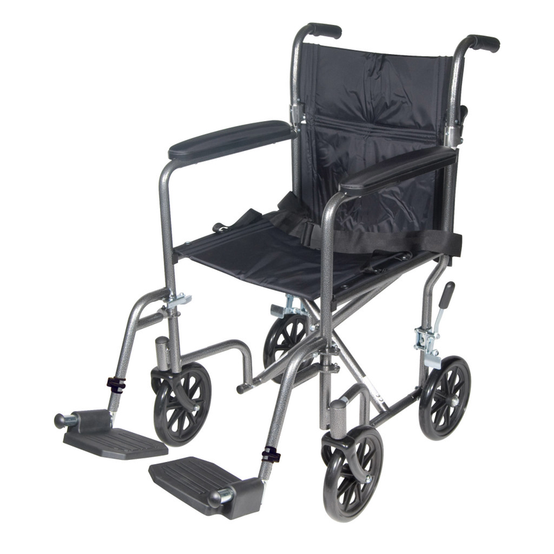 Drive Medical Steel Transport Chair (TR39E-SV) – Lightweight Folding Transport Wheelchair with Swing-Away Footrests - RMS PRODUCTS