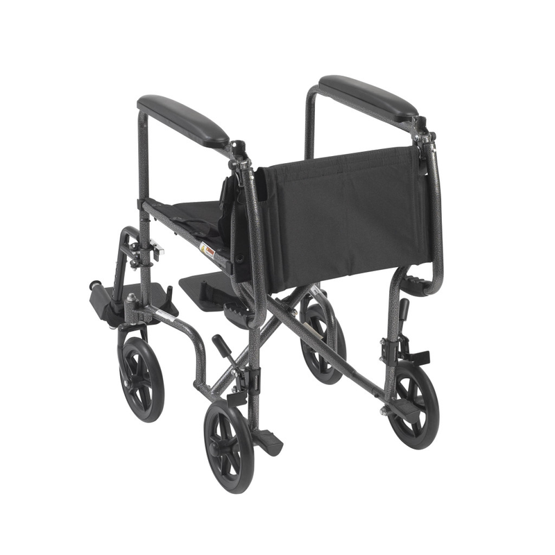 Drive Medical Steel Transport Chair (TR39E-SV) – Lightweight Folding Transport Wheelchair with Swing-Away Footrests - RMS PRODUCTS