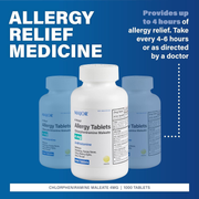 Major 4 Hour Allergy Relief Tablets – Chlorpheniramine Maleate 4 mg – 1000 Tablets | Antihistamine for Sneezing, Runny Nose, Itchy Eyes & Throat - RMS PRODUCTS
