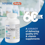 Major 4 Hour Allergy Relief Tablets – Chlorpheniramine Maleate 4 mg – 1000 Tablets | Antihistamine for Sneezing, Runny Nose, Itchy Eyes & Throat - RMS PRODUCTS