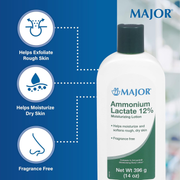 Major Pharmaceuticals Ammonium Lactate Lotion 12% – 14 oz | Dry Skin Moisturizer for Rough, Scaly Skin & Keratosis Pilaris Relief - RMS PRODUCTS