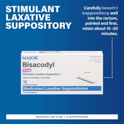 Major Bisacodyl 10 mg – Stimulant Laxative Suppository – 12 Count | Fast, Predictable Relief from Occasional Constipation - RMS PRODUCTS