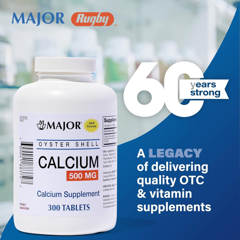 Major Calcium Oyster Shell 500 mg – 300 Tablets | Natural Calcium Supplement for Bone & Teeth Support - RMS PRODUCTS