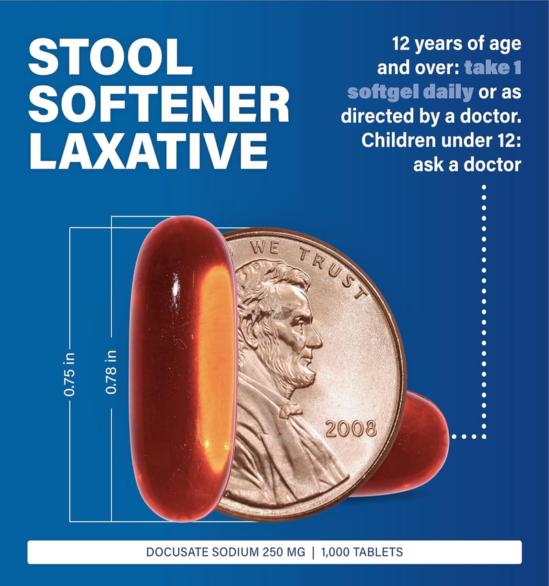 Major Extra Strength Docusate Sodium 250 mg – 1000 Softgels | Stool Softener for Gentle, Reliable Relief from Occasional Constipation - RMS PRODUCTS