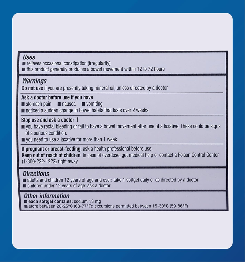 Major Extra Strength Docusate Sodium 250 mg – 1000 Softgels | Stool Softener for Gentle, Reliable Relief from Occasional Constipation - RMS PRODUCTS