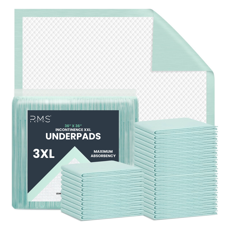 RMS BRANDS Heavy Incontinence Hospital Grade Underpads XXL - 125g, 36" x 36" - RMS PRODUCTS
