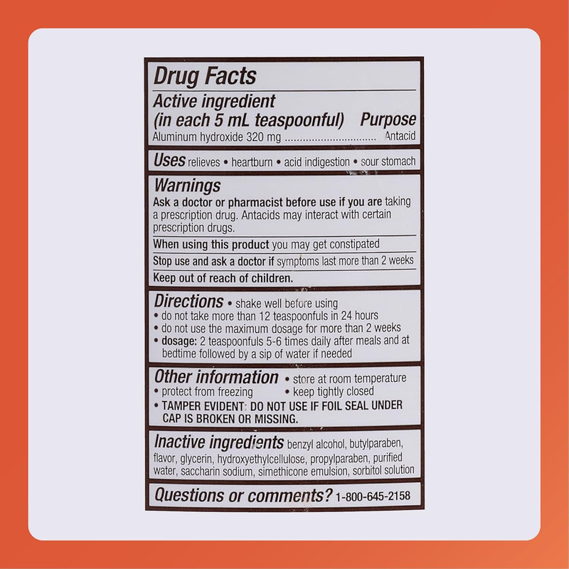 Rugby Aluminum Hydroxide Gel – Mint Flavor – 320 mg – 16 fl oz | Antacid Liquid for Heartburn, Sour Stomach & Acid Indigestion Relief - RMS PRODUCTS