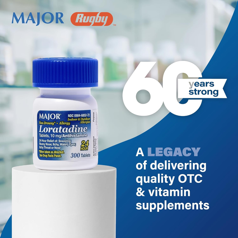 Major Loratadine 10 mg – 300 Tablets | Non-Drowsy Allergy Relief for Seasonal Allergies & Hay Fever - RMS PRODUCTS