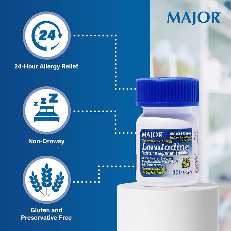 Major Loratadine 10 mg – 300 Tablets | Non-Drowsy Allergy Relief for Seasonal Allergies & Hay Fever - RMS PRODUCTS