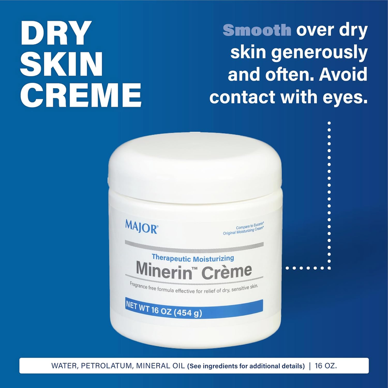 Major Therapeutic Moisturizing Minerin Cream – 16 oz | Intensive Relief for Dry, Cracked, Sensitive Skin - RMS PRODUCTS