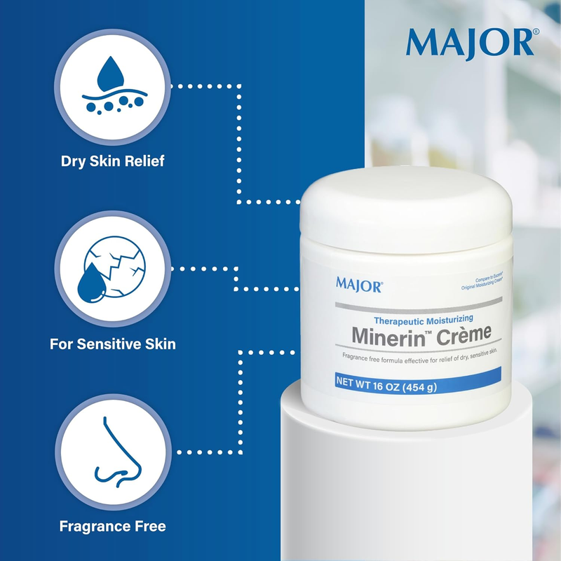 Major Therapeutic Moisturizing Minerin Cream – 16 oz | Intensive Relief for Dry, Cracked, Sensitive Skin - RMS PRODUCTS