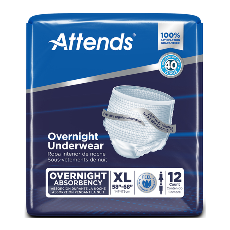 Attends Overnight Pullâ€‘On Underwear â€“ Maximum Absorbency, Unisex, Tearâ€‘Away Panels - RMS PRODUCTS