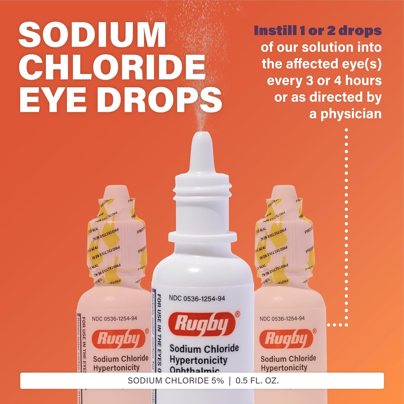 Rugby Sodium Chloride Hypertonicity Ophthalmic Solution 5% – 15 mL | Eye Drops for Corneal Edema & Swelling Relief - RMS PRODUCTS