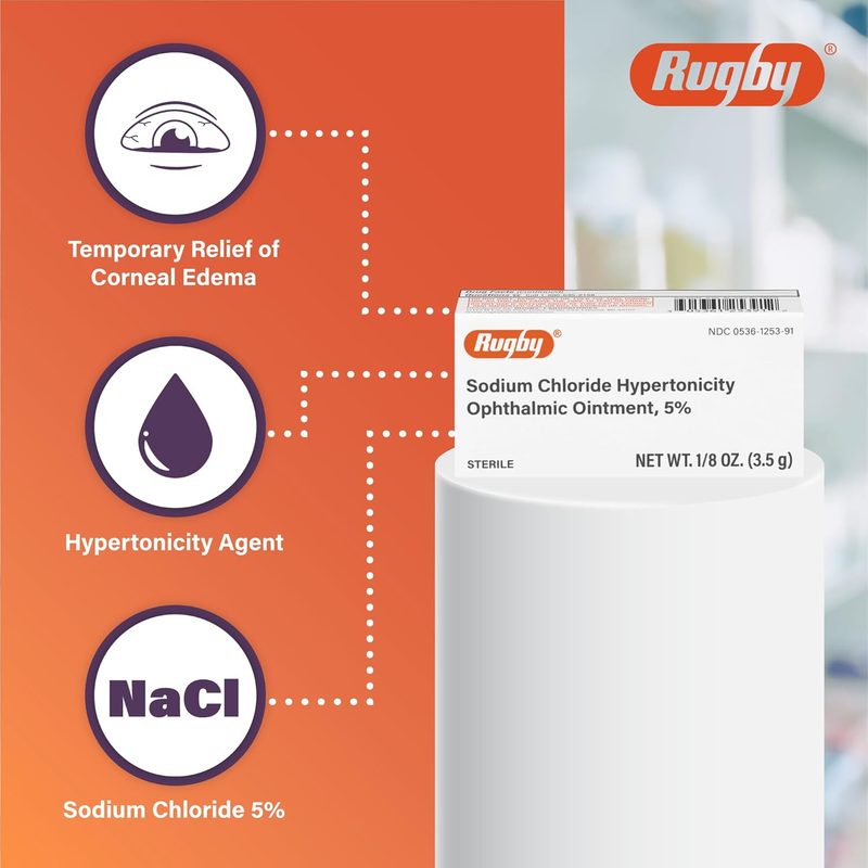 Rugby Sodium Chloride Hypertonicity Ophthalmic Ointment 5% – 3.5 g | Nighttime Relief for Corneal Edema & Eye Swelling - RMS PRODUCTS