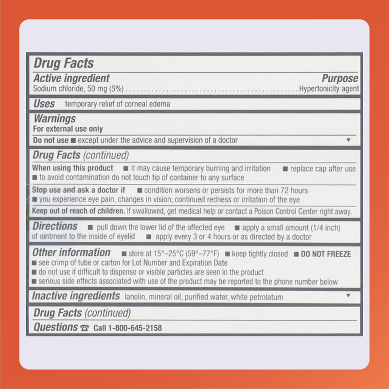 Rugby Sodium Chloride Hypertonicity Ophthalmic Ointment 5% – 3.5 g | Nighttime Relief for Corneal Edema & Eye Swelling - RMS PRODUCTS