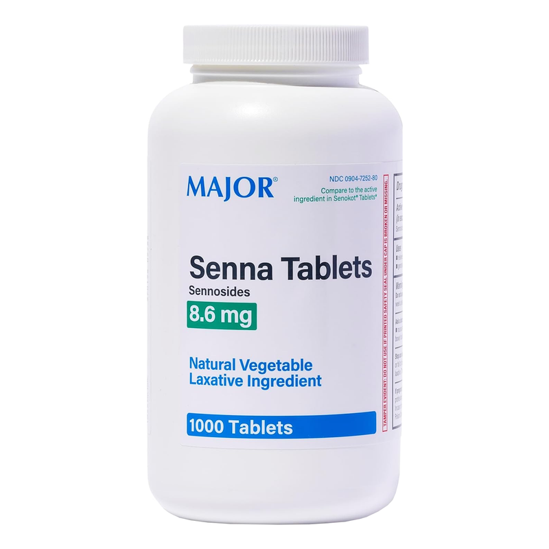 Major Senna Natural Vegetable Laxative 8.6 mg – 1000 Tablets | Gentle Overnight Relief from Constipation - RMS PRODUCTS