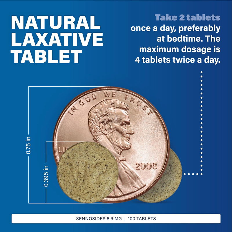 Major Senna-Lax 8.6 mg Senna Tablets – 100 Count | Natural Vegetable Laxative for Gentle, Overnight Relief - RMS PRODUCTS