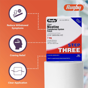 Rugby Clear Nicotine Transdermal System Patch 7mg – Step 3 – 14 Patches | Stop Smoking Aid for Final Step in Nicotine Replacement Therapy - RMS PRODUCTS